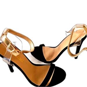 Shoe Dazzle Black and Gold Women's Heels